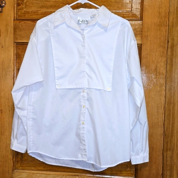 Mary McFadden White Layered Long Sleeved Button Up 12 - Picture 1 of 3